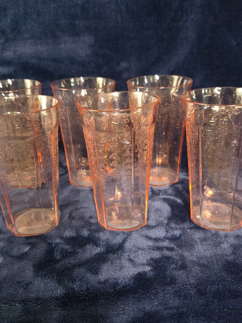 Vintage Anchor Hocking Glass Co. Pink Depression Era Glass 13 oz, Set of 6